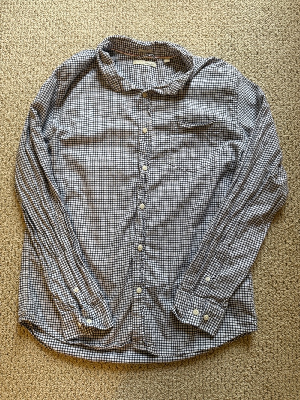 Men's Black and White Gingham Button-Down Shirt